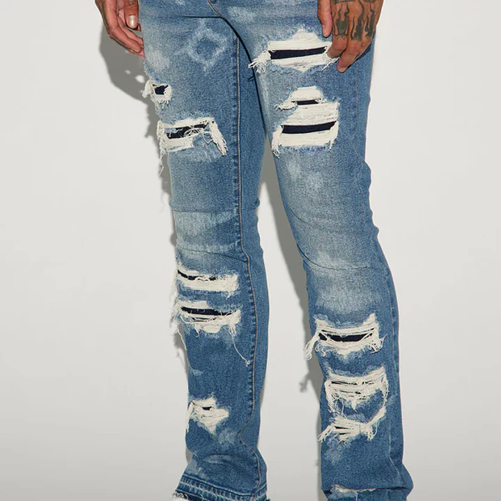 👖 Jeans Fashion Nova Cuff Me Stacked Skinny Flared – Medium Wash | Talla 34 👖 2