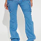 💙👖 Jeans Fashion Nova Late Nights Mid Rise Cargo Flare – Medium Blue Wash | Talla 40 (Chile) 👖💙 - Miniatura 2