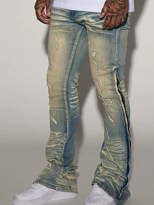 Jeans Fashion Nova Zip All The Way Stacked Skinny Flare – Medium Wash | Talla 42