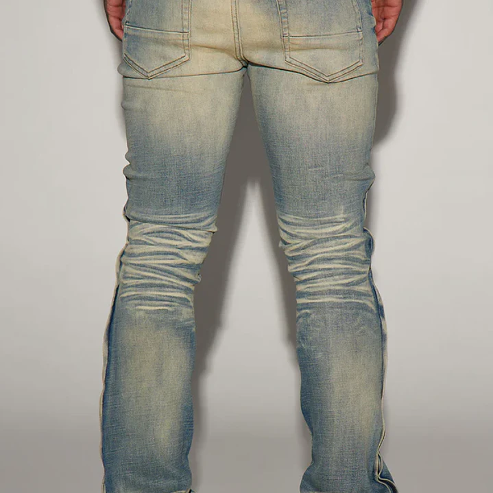 Jeans Fashion Nova Zip All The Way Stacked Skinny Flare – Medium Wash | Talla 42 5