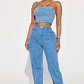 💙✨ Conjunto Fashion Nova Nathalia Pant Set – Medium Wash | Talla S ✨💙 - Miniatura 2