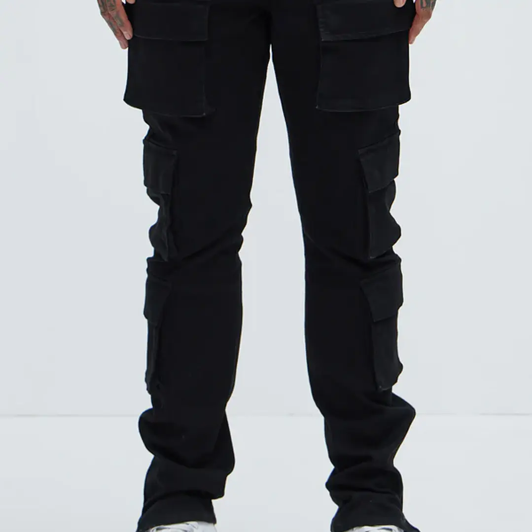 🖤👖 Jeans Fashion Nova Three Cargo Stacked Skinny Zipper Flare – Negro | Talla 32 👖🖤 2