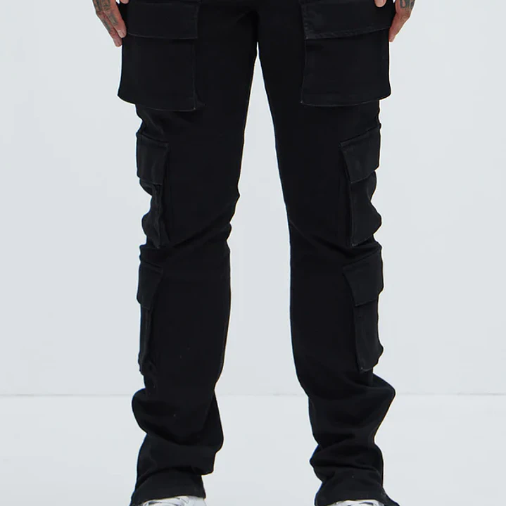 🖤👖 Jeans Fashion Nova Three Cargo Stacked Skinny Zipper Flare – Negro | Talla 32 👖🖤 2
