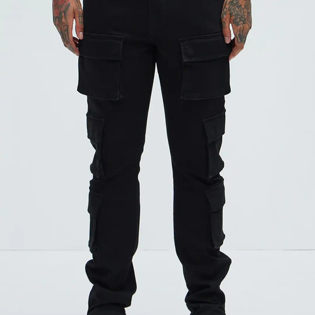 🖤👖 Jeans Fashion Nova Three Cargo Stacked Skinny Zipper Flare – Negro | Talla 32 👖🖤 3