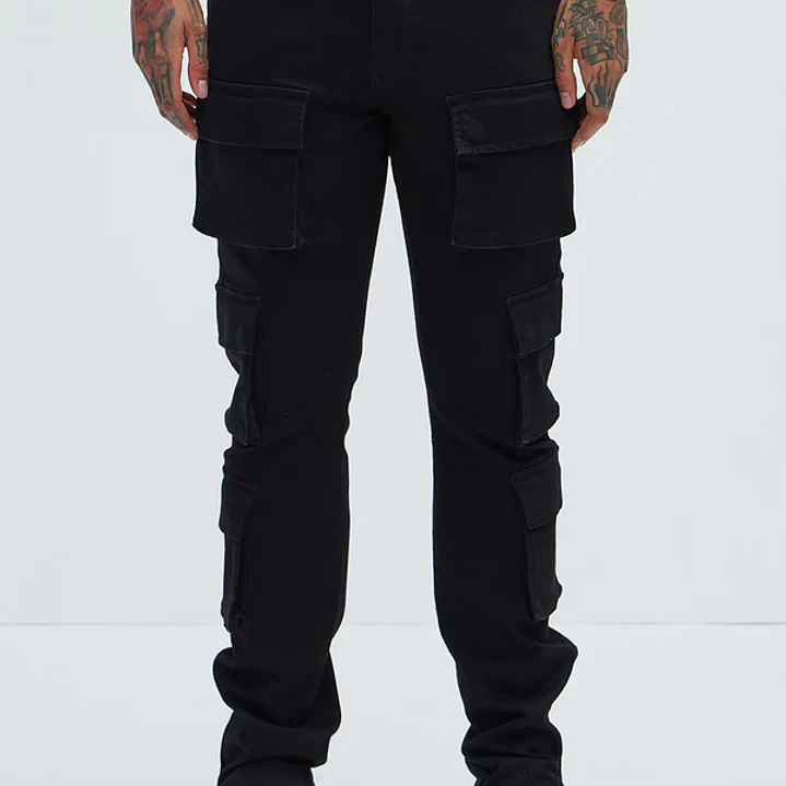🖤👖 Jeans Fashion Nova Three Cargo Stacked Skinny Zipper Flare – Negro | Talla 32 👖🖤 3