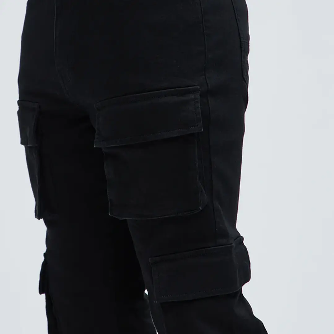 🖤👖 Jeans Fashion Nova Three Cargo Stacked Skinny Zipper Flare – Negro | Talla 32 👖🖤 4