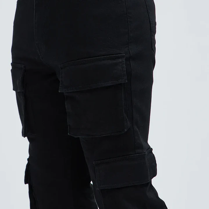 🖤👖 Jeans Fashion Nova Three Cargo Stacked Skinny Zipper Flare – Negro | Talla 32 👖🖤 4