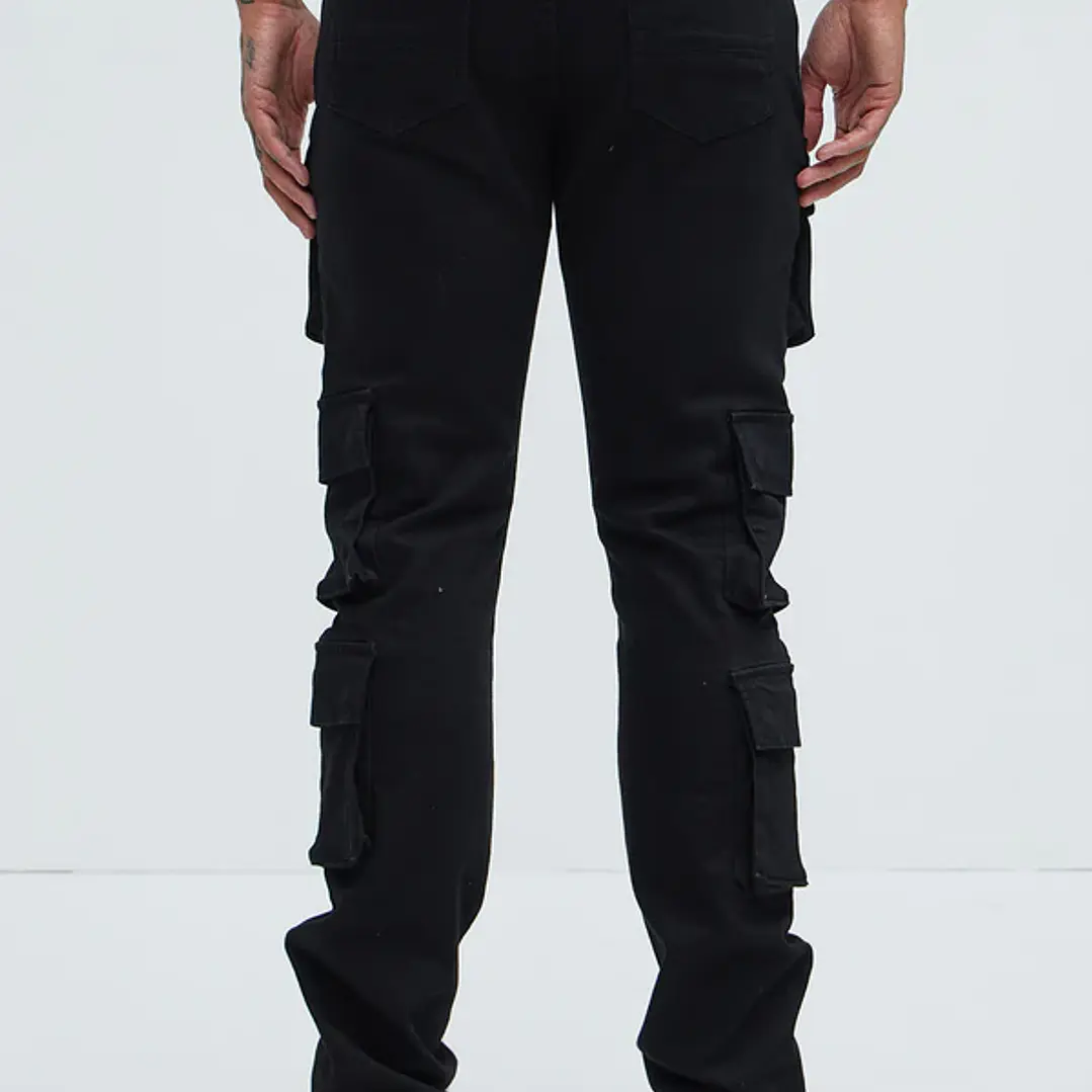 🖤👖 Jeans Fashion Nova Three Cargo Stacked Skinny Zipper Flare – Negro | Talla 32 👖🖤 5