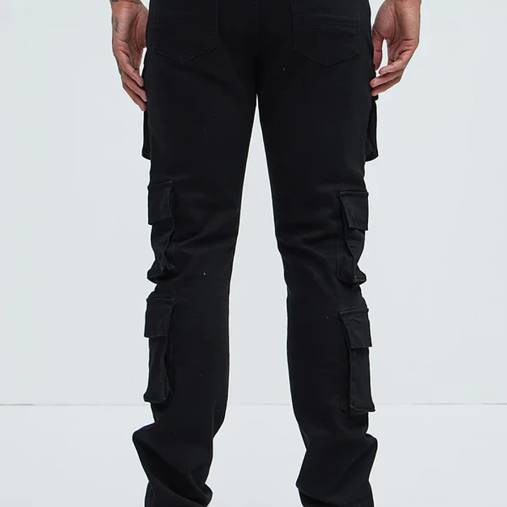 🖤👖 Jeans Fashion Nova Three Cargo Stacked Skinny Zipper Flare – Negro | Talla 32 👖🖤 5
