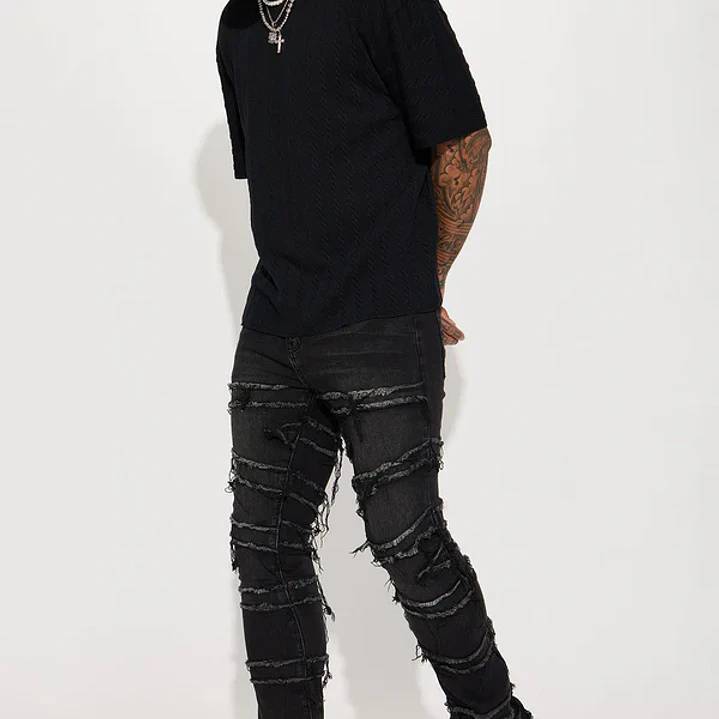 Jeans Fashion Nova About Fray Stacked Skinny Flare – Black Wash | Talla 42 👖🖤 1