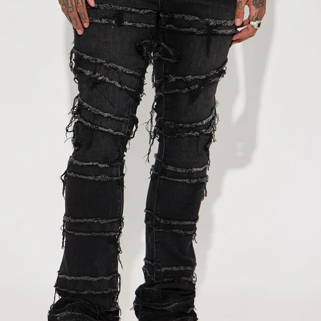 Jeans Fashion Nova About Fray Stacked Skinny Flare – Black Wash | Talla 42 👖🖤 2
