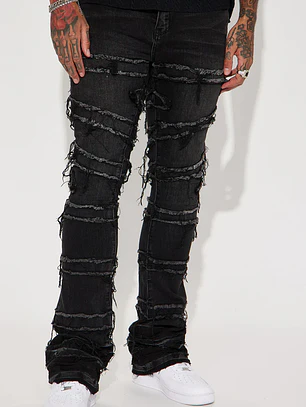 Jeans Fashion Nova About Fray Stacked Skinny Flare – Black Wash | Talla 42 👖🖤
