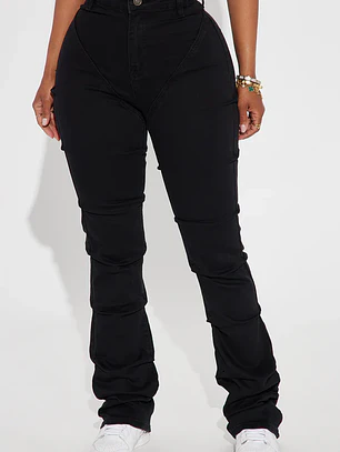 Jeans Fashion Nova See Me High Rise Stacked Straight Leg – Negro | Talla 34 (Chile)
