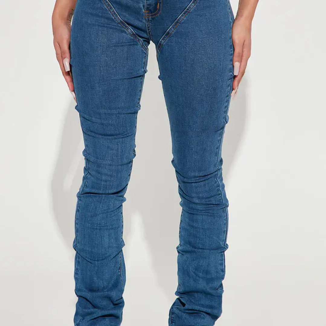 Jeans Fashion Nova See Me High Rise Stacked Straight Leg – Medium Blue Wash | Talla 32 (Chile) 1