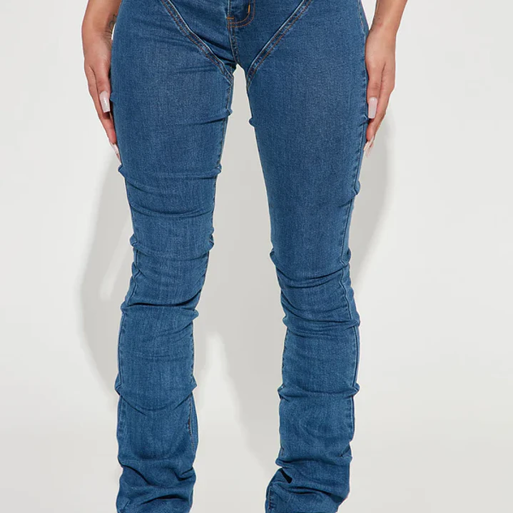 Jeans Fashion Nova See Me High Rise Stacked Straight Leg – Medium Blue Wash | Talla 32 (Chile) 1