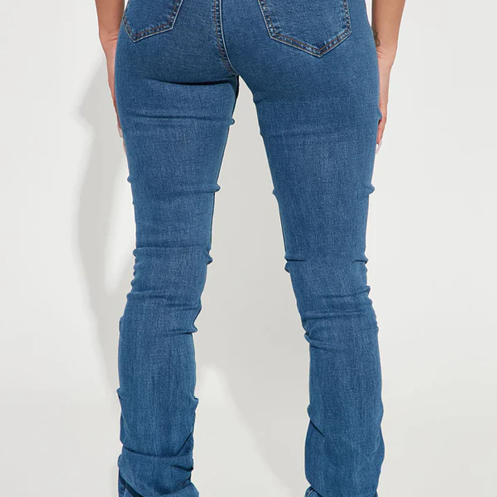 Jeans Fashion Nova See Me High Rise Stacked Straight Leg – Medium Blue Wash | Talla 32 (Chile) 2
