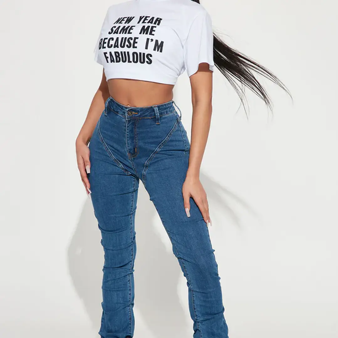 Jeans Fashion Nova See Me High Rise Stacked Straight Leg – Medium Blue Wash | Talla 32 (Chile) 3
