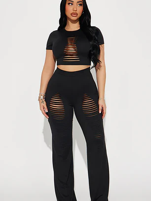 Conjunto Fashion Nova Naughty Girl Pant Set – Negro | Talla S