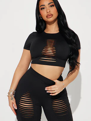 Conjunto Fashion Nova Naughty Girl Pant Set – Negro | Talla S