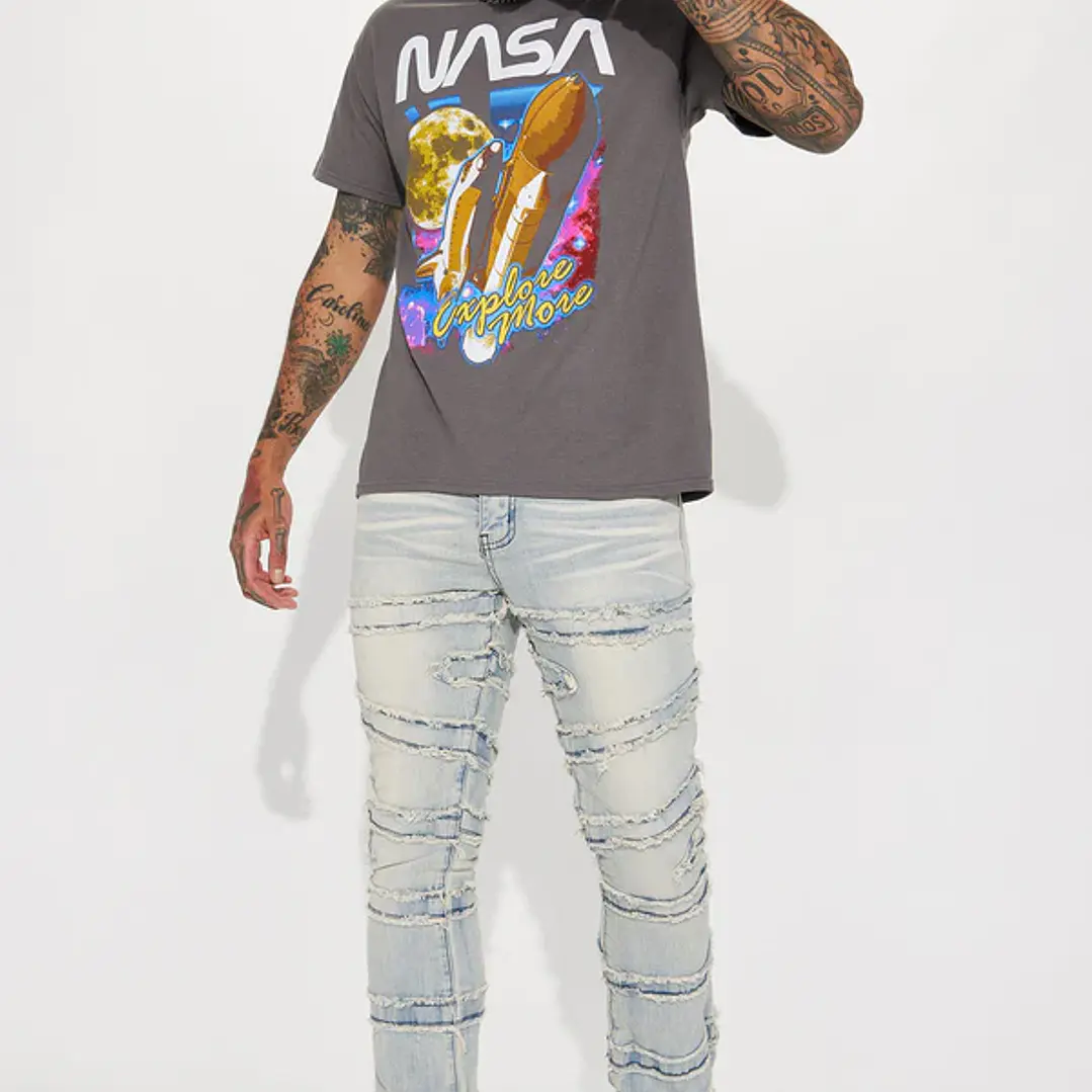 Jeans Fashion Nova About Fray Stacked Skinny Flare – Light Wash | Talla 30 1