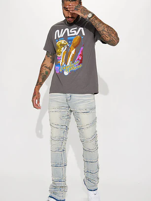 Jeans Fashion Nova About Fray Stacked Skinny Flare – Light Wash | Talla 30
