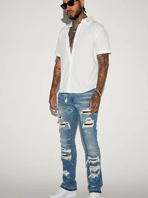Camisa Fashion Nova Ryland Short Sleeve Button Up – Blanca | Talla XXL