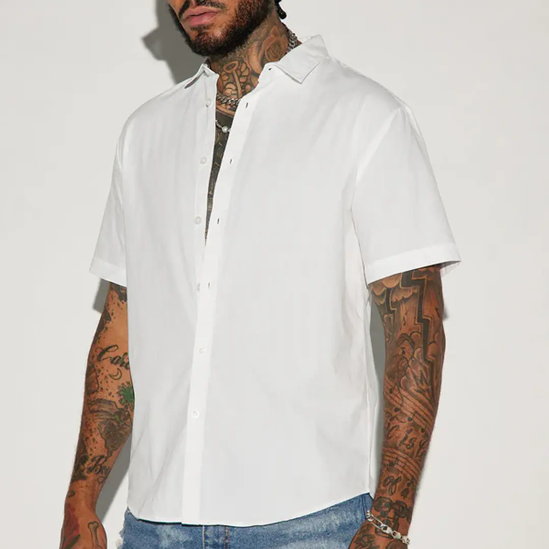 Camisa Fashion Nova Ryland Short Sleeve Button Up – Blanca | Talla XXL 2