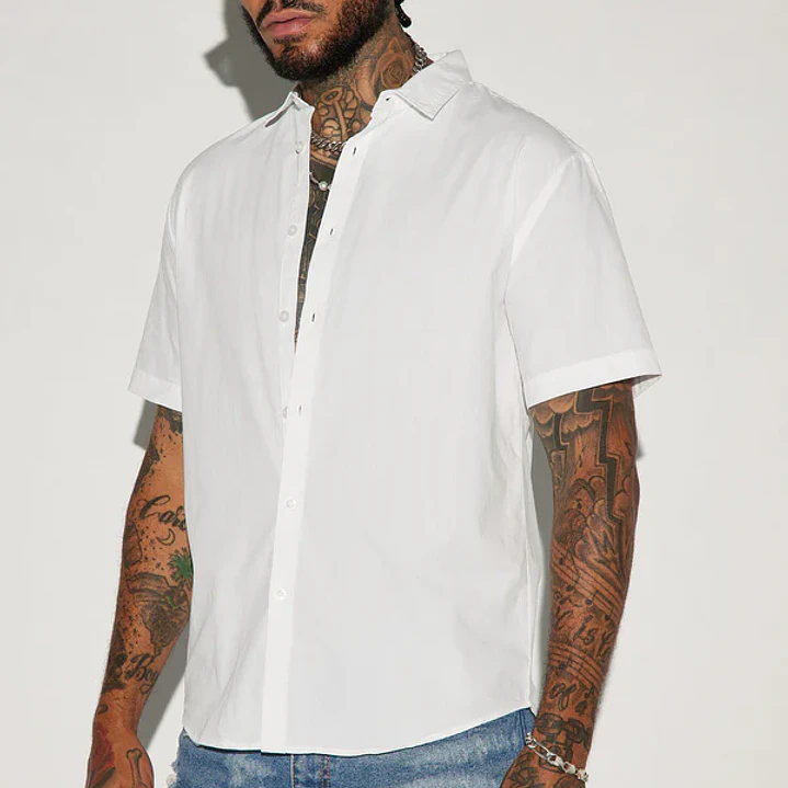 Camisa Fashion Nova Ryland Short Sleeve Button Up – Blanca | Talla XXL 2