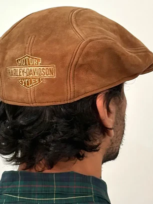 Boina Harley-Davidson de Cuero Auténtico Color Camel – Estilo Clásico Vintage