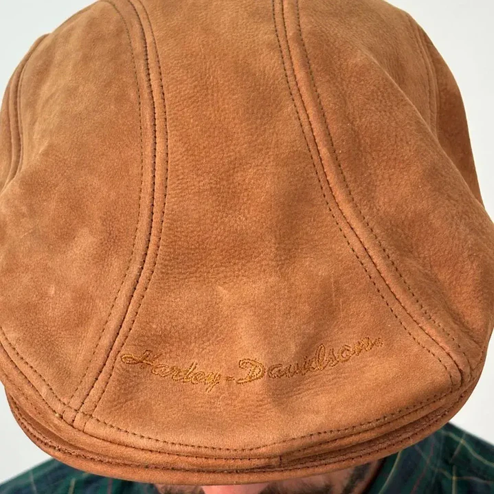 Boina Harley-Davidson de Cuero Auténtico Color Camel – Estilo Clásico Vintage 2
