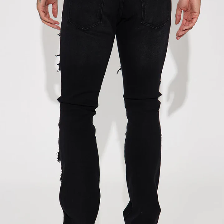 Jeans Fashion Nova Cuff Me Stacked Skinny Flared – Black Wash 4