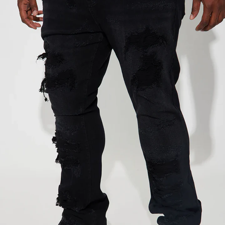 Jeans Fashion Nova Cuff Me Stacked Skinny Flared – Black Wash 5