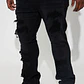 Jeans Fashion Nova Cuff Me Stacked Skinny Flared – Black Wash - Miniatura 5