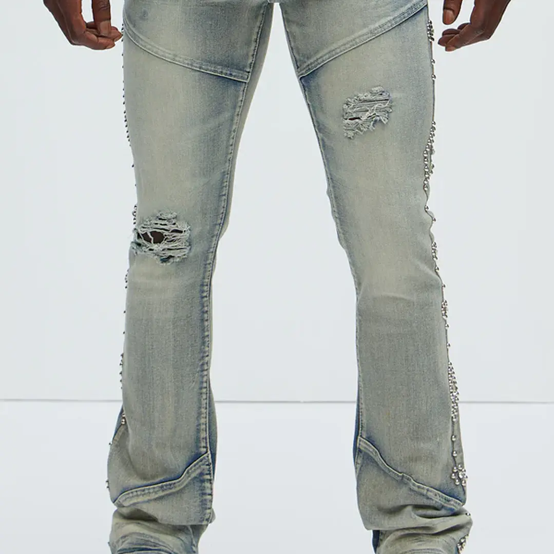Jeans Fashion Nova Be Along The Sides Stacked Skinny Flare – Light Wash | Talla 40 1