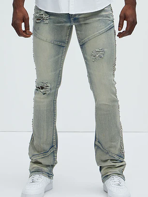 Jeans Fashion Nova Be Along The Sides Stacked Skinny Flare – Light Wash | Talla 40