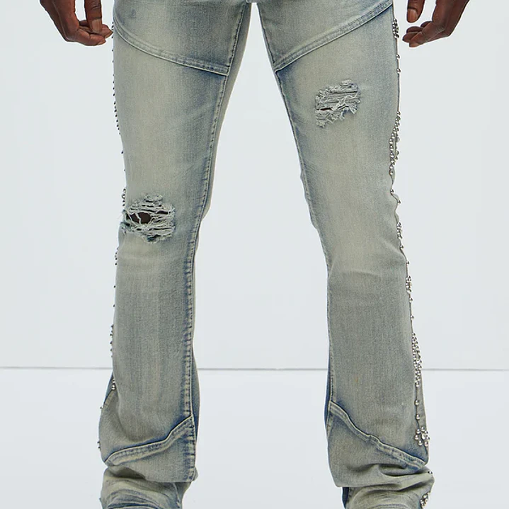 Jeans Fashion Nova Be Along The Sides Stacked Skinny Flare – Light Wash | Talla 40 1