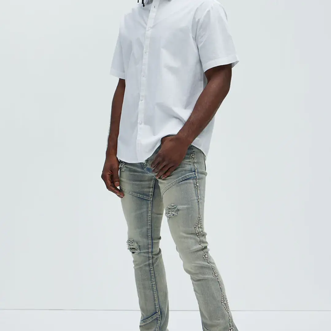 Jeans Fashion Nova Be Along The Sides Stacked Skinny Flare – Light Wash | Talla 40 3