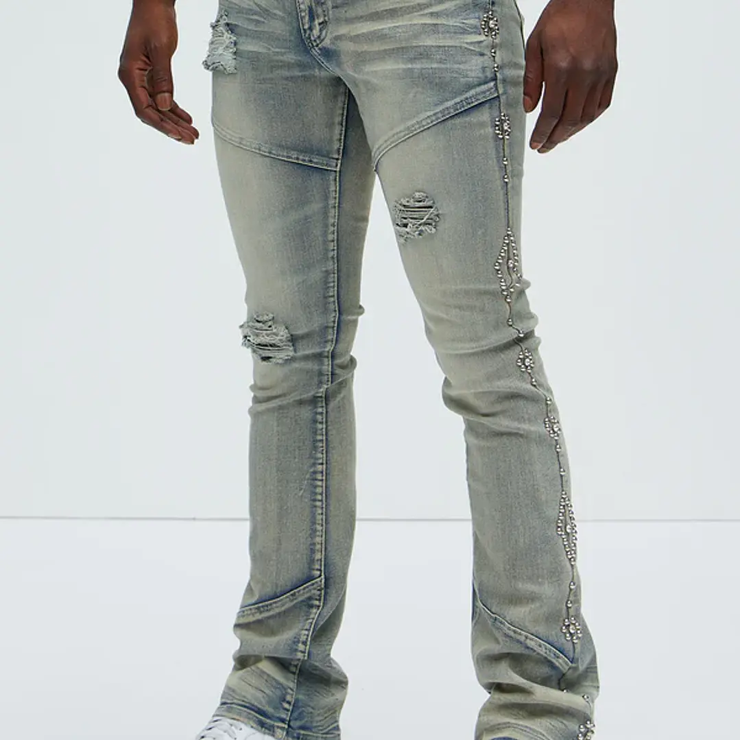 Jeans Fashion Nova Be Along The Sides Stacked Skinny Flare – Light Wash | Talla 40 2