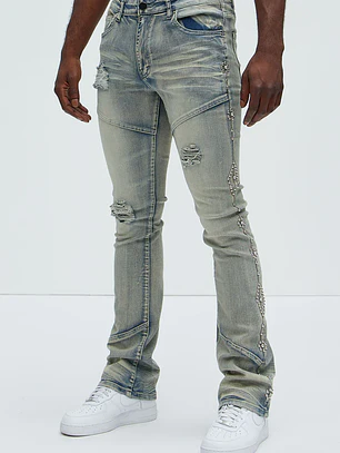 Jeans Fashion Nova Be Along The Sides Stacked Skinny Flare – Light Wash | Talla 40