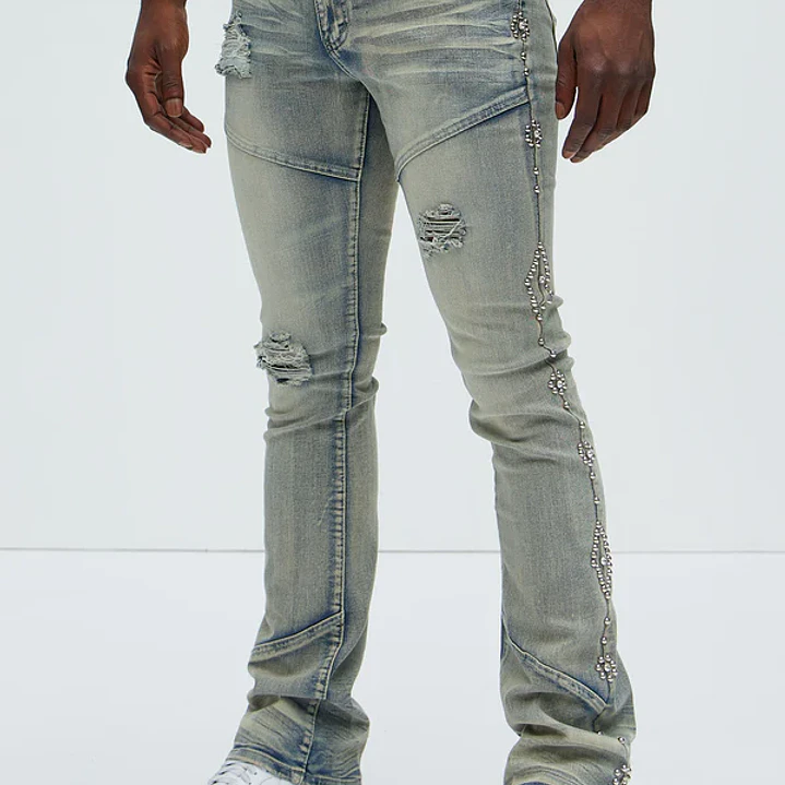 Jeans Fashion Nova Be Along The Sides Stacked Skinny Flare – Light Wash | Talla 40 2