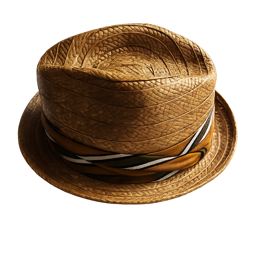 Sombrero Trilby Vintage Churchill Ltd – Paja de Coco Importada (Años 50) – Talla 7 ¼ (58 cm) 1