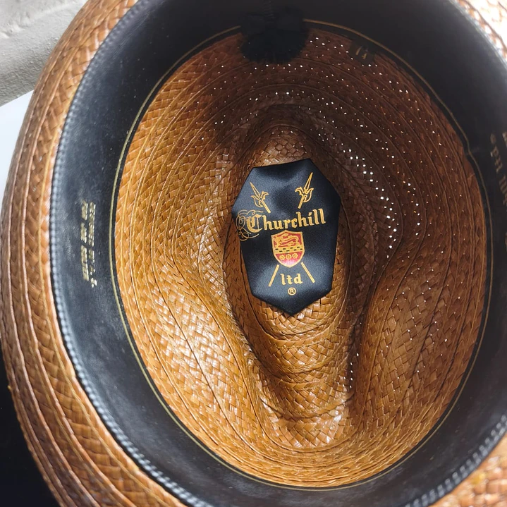 Sombrero Trilby Vintage Churchill Ltd – Paja de Coco Importada (Años 50) – Talla 7 ¼ (58 cm) 5