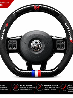 Cubre Volante Deportivo 38 cm Compatible con Dodge