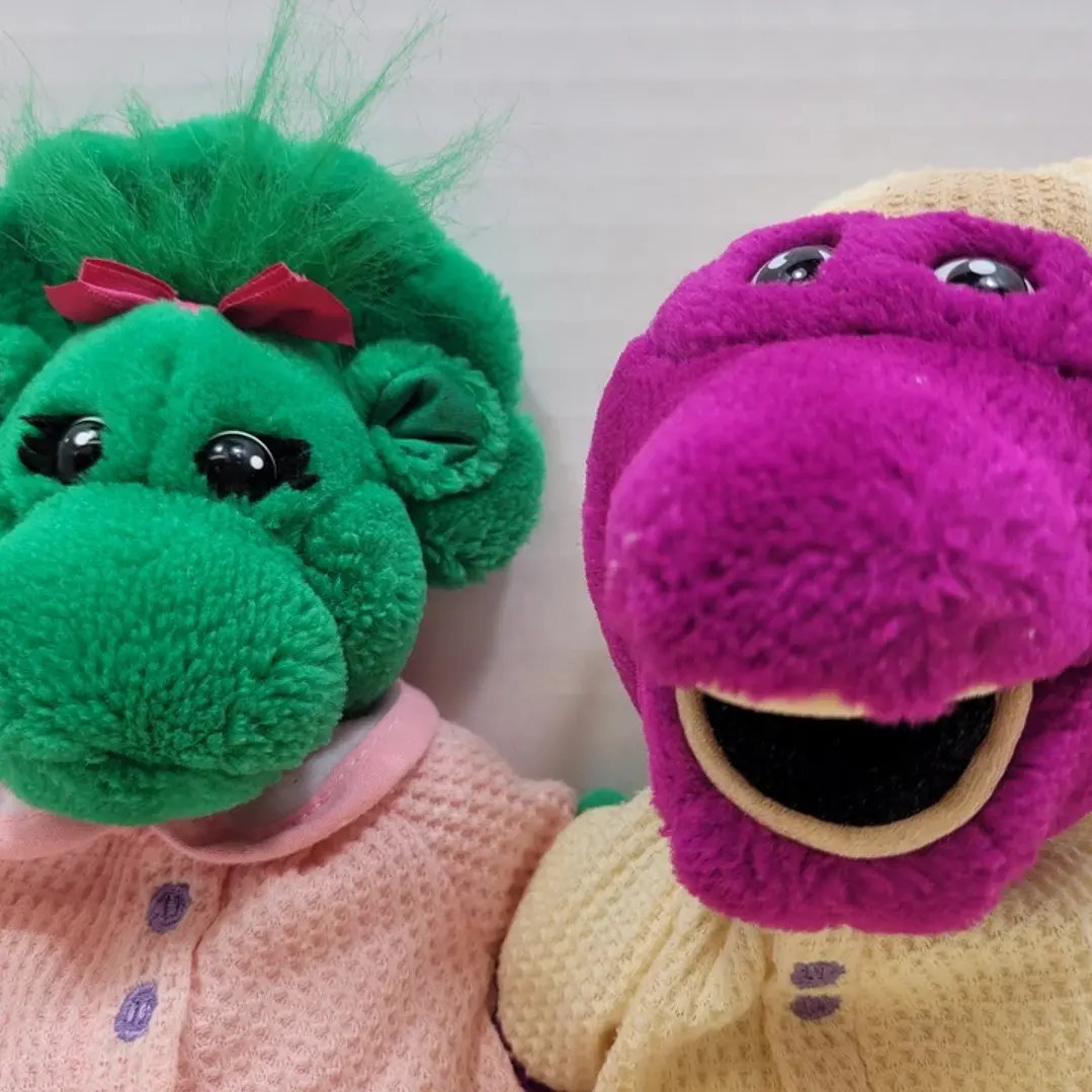Peluches Vintage Barney Y Baby Bop En Pijama 1992 Golden Bear Lyons 2