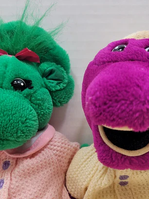Peluches Vintage Barney Y Baby Bop En Pijama 1992 Golden Bear Lyons