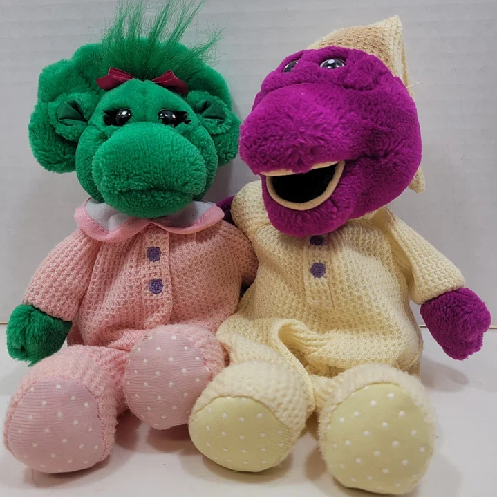 Peluches Vintage Barney Y Baby Bop En Pijama 1992 Golden Bear Lyons 1
