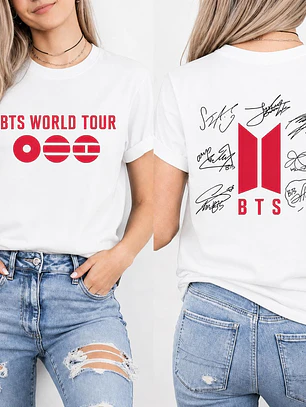 Polera BTS World Tour – Diseño Doble Estampado (Frontal y Espalda)