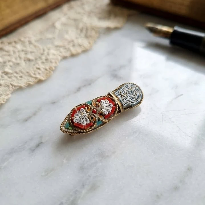 Broche de Zapato Vintage con Micromosaico Italiano 1