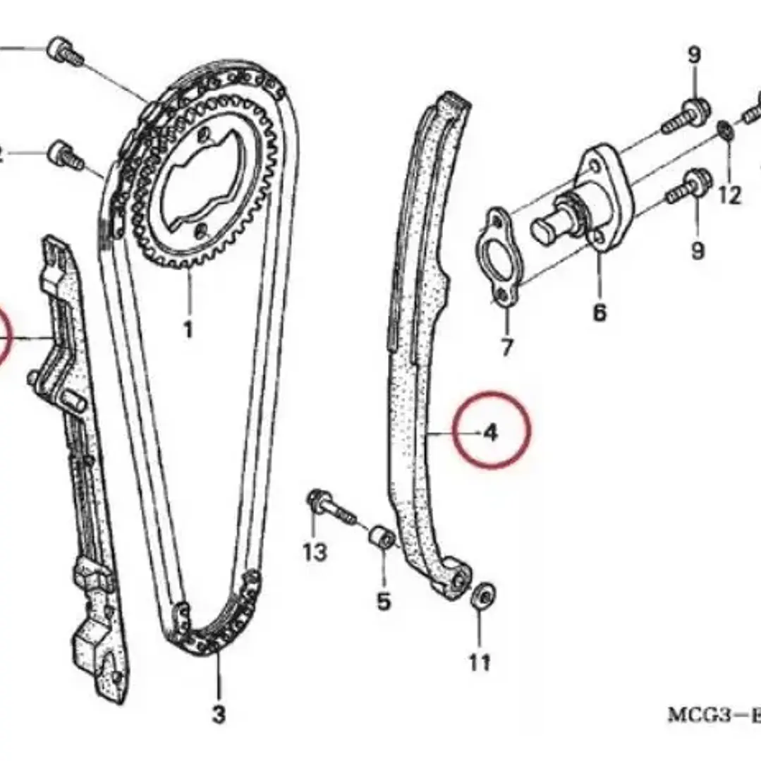Guía De Cadena Distribución Honda Nx4 Falcon 400 - Nueva 3