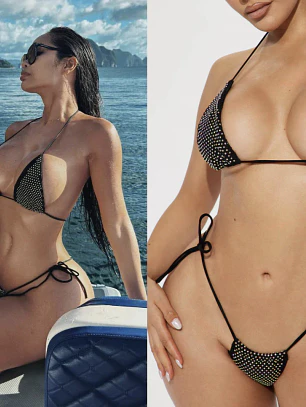 Bikini Tristie Rhinestone Mesh 2 Piece Fashion Nova Talla S